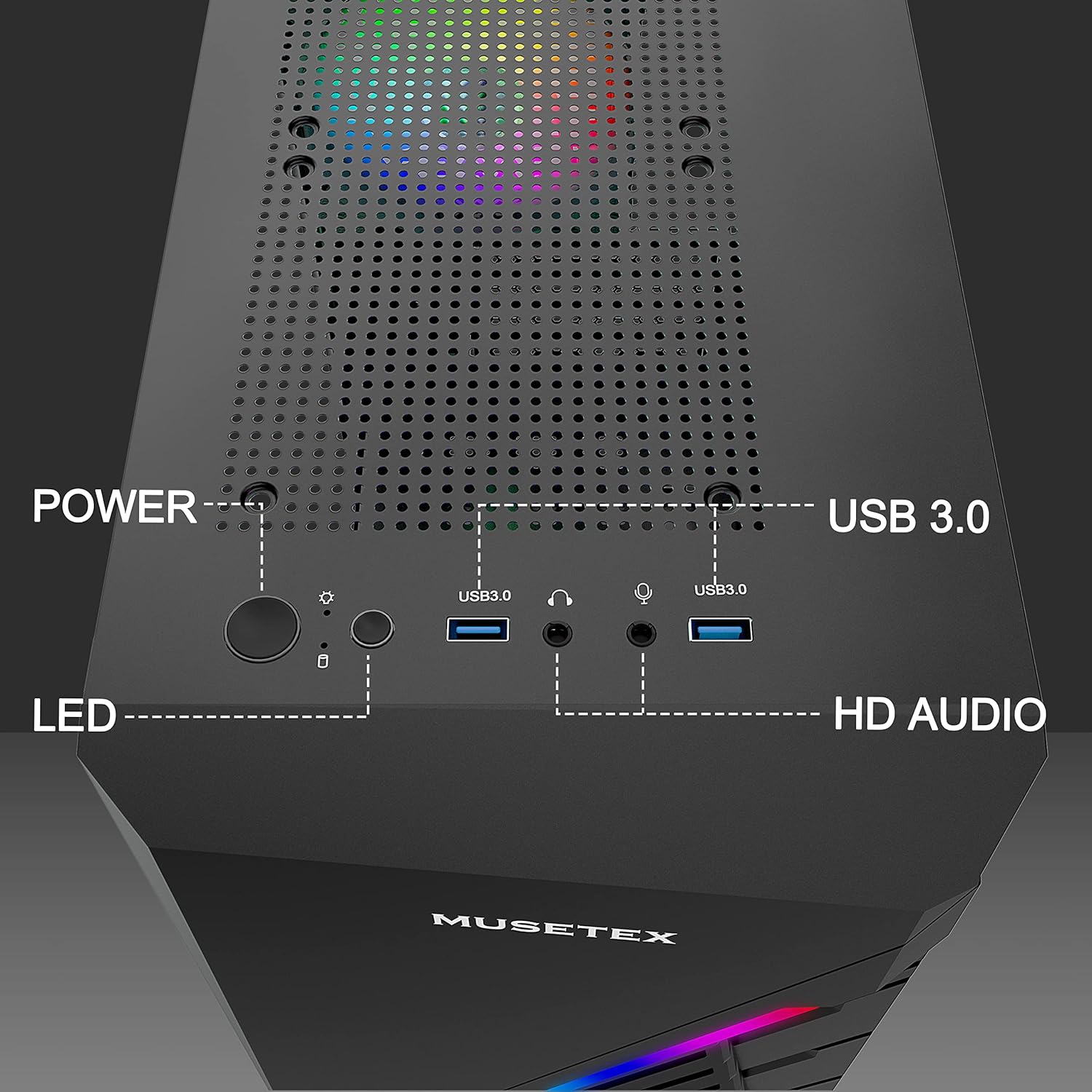 Black Micro ATX Computer Case with Tempered Glass K95314