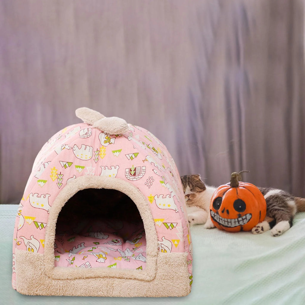Pink Cat Tent Cave Bed with Inner Cushion L1501