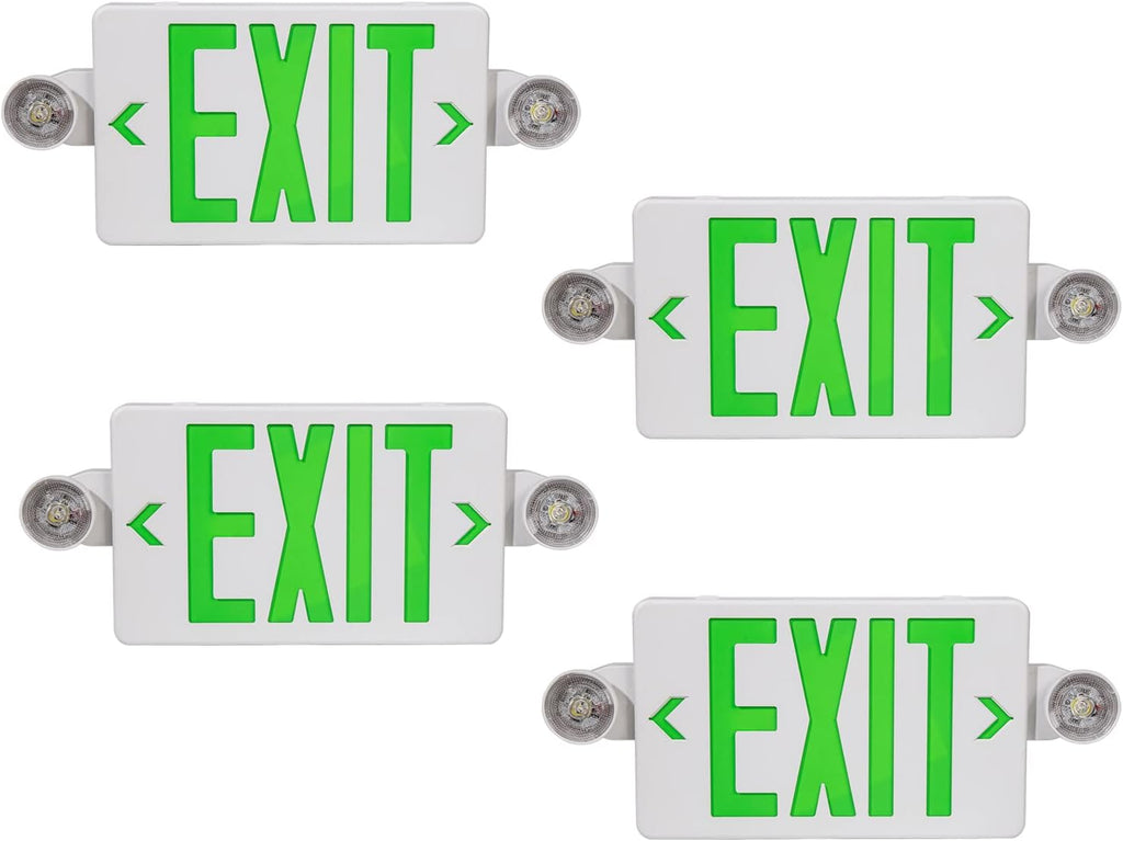 4PCS Green LED Exit Sign with Emergency Lights I248