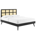 Black Queen Platform Bed with Splayed Legs V228096