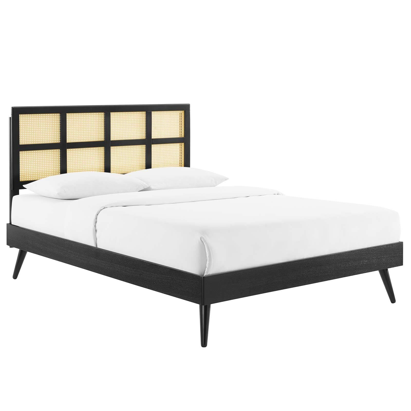Black Queen Platform Bed with Splayed Legs V228096