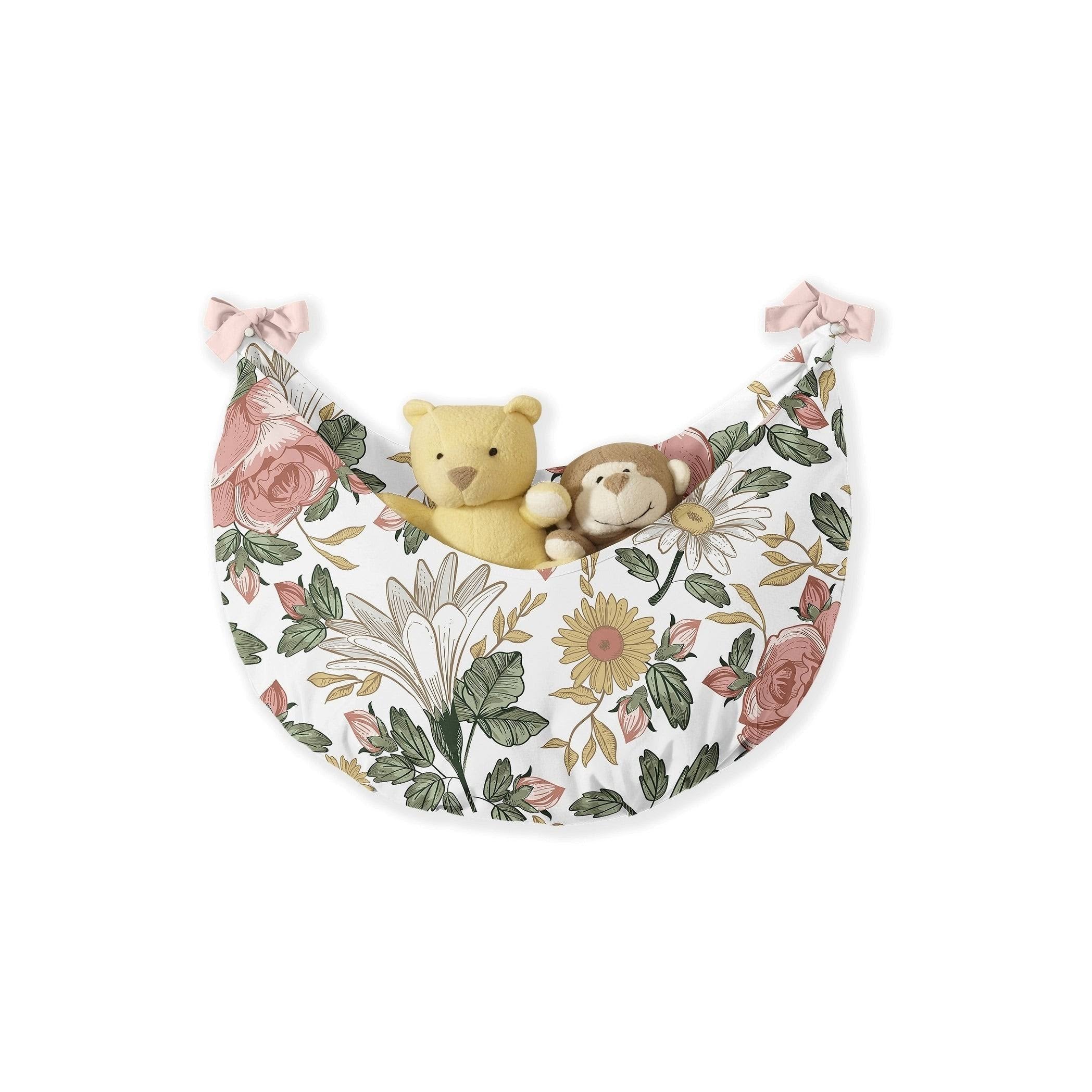 Vintage Floral Boho Baby Girl Nursery Crib Bedding Set with Bumper - 9 Pieces - Blush Pink, Yellow, Green J817