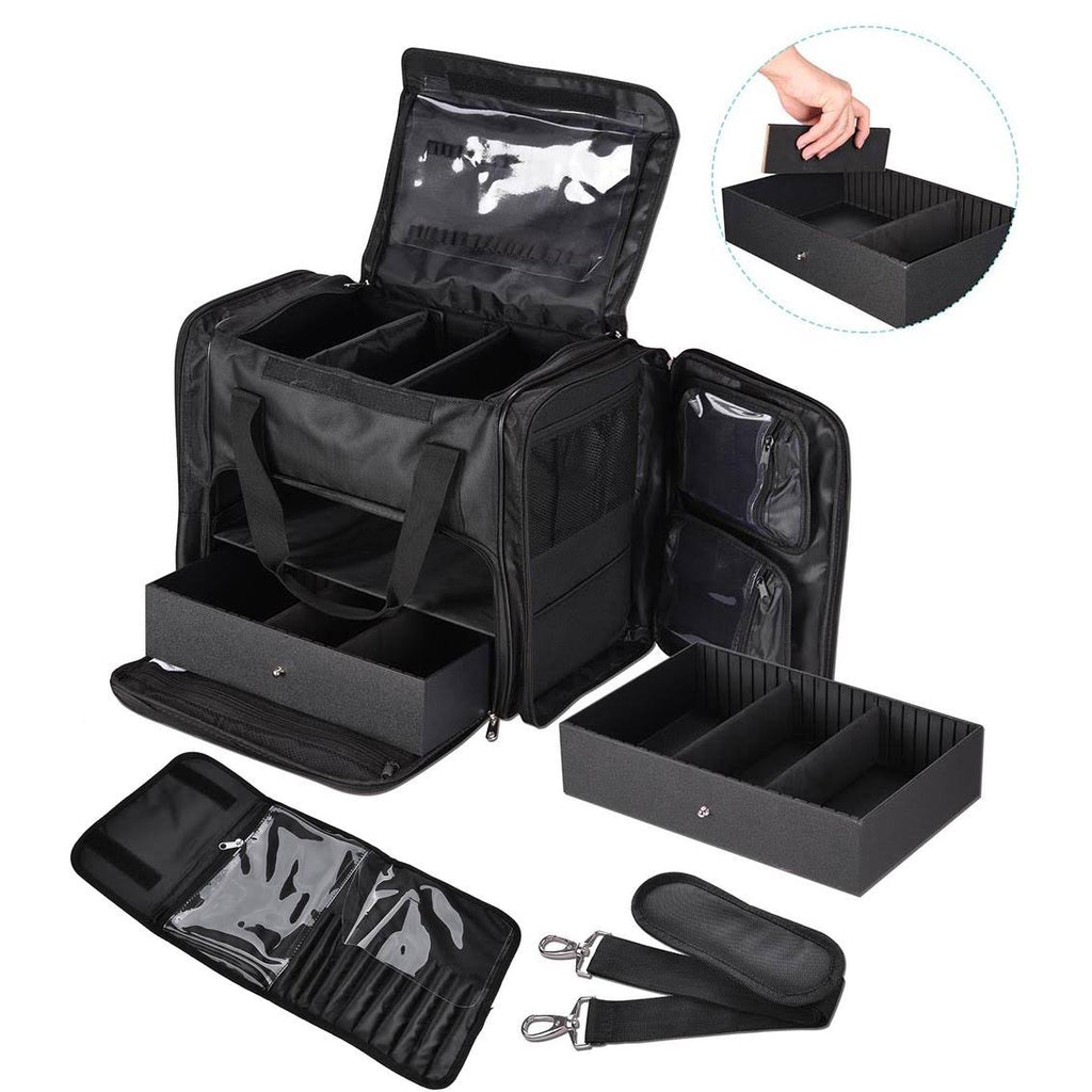Black Soft Makeup Train Bag Cosmetic Organizer Box D59720