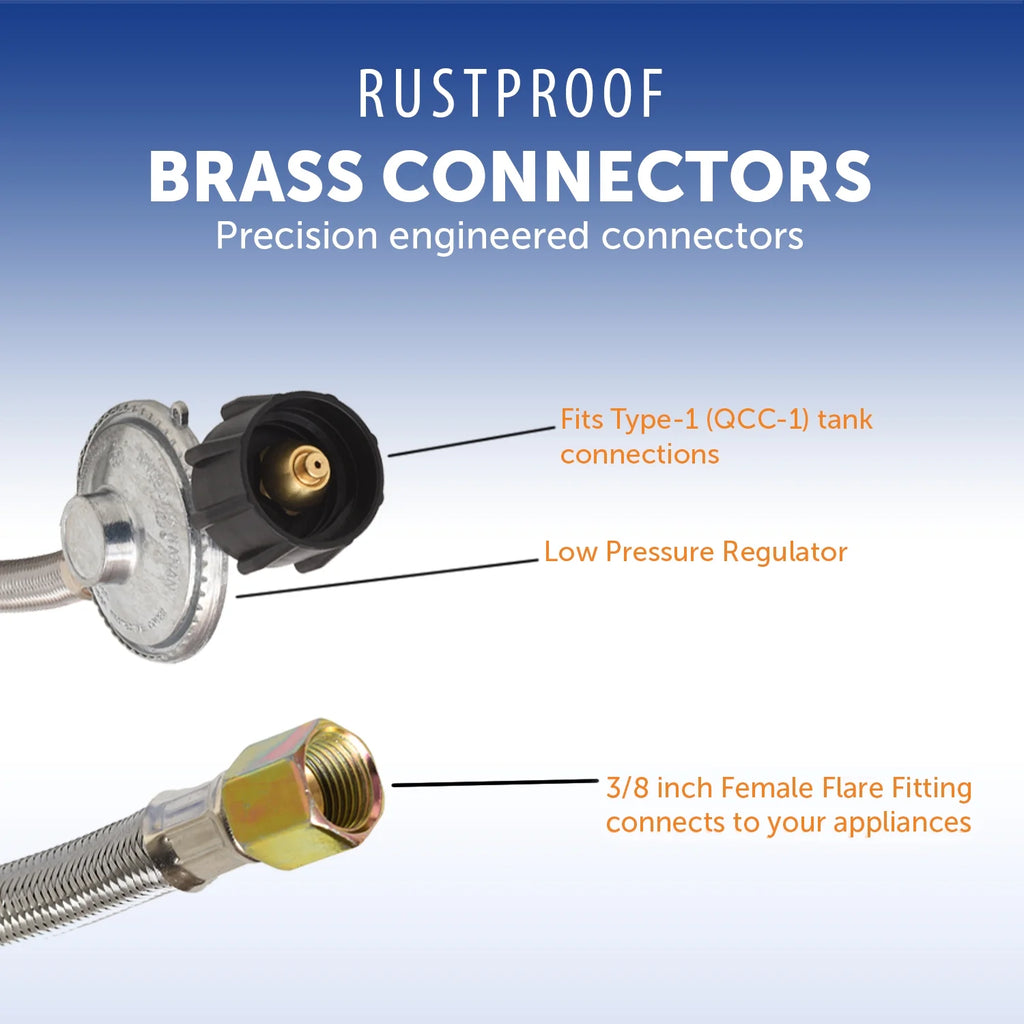 5 ft Stainless Steel Propane Adapter Hose with Regulator T829