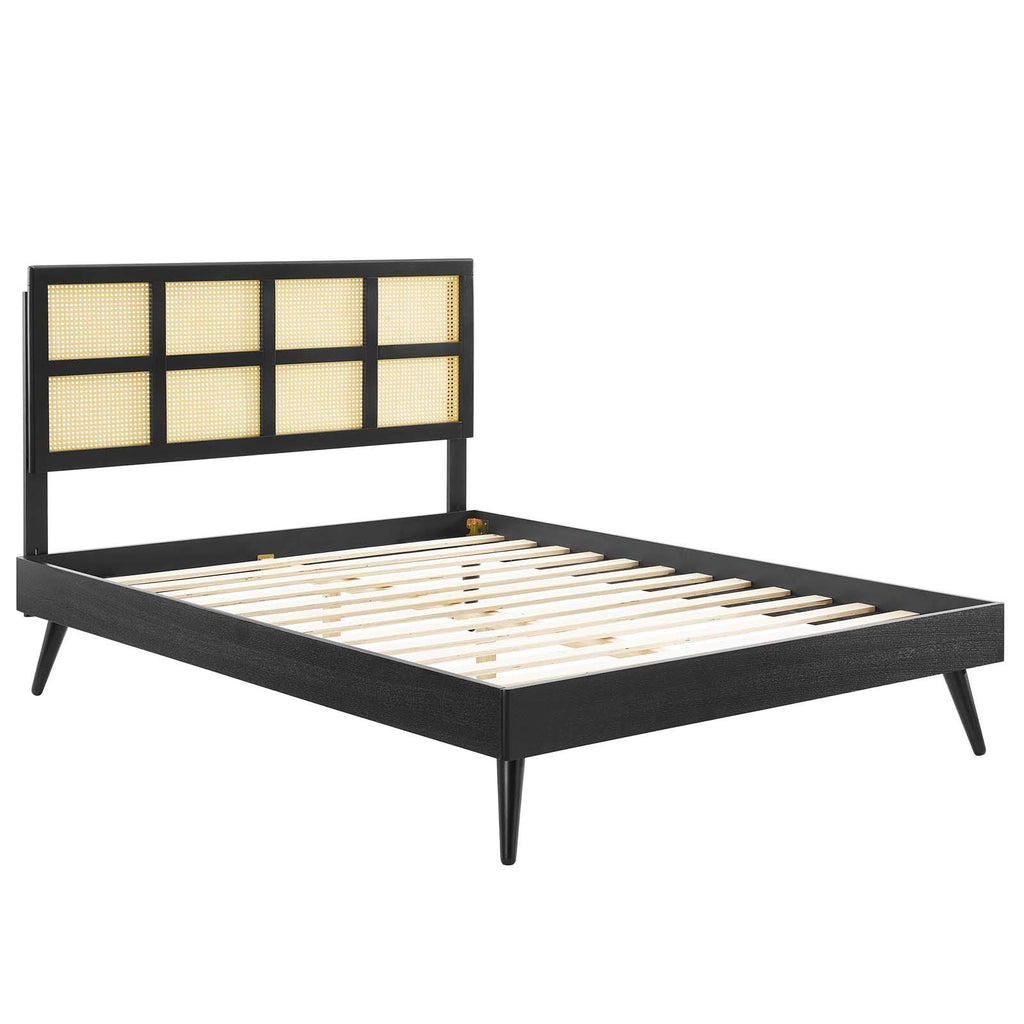 Black Queen Platform Bed with Splayed Legs V228096