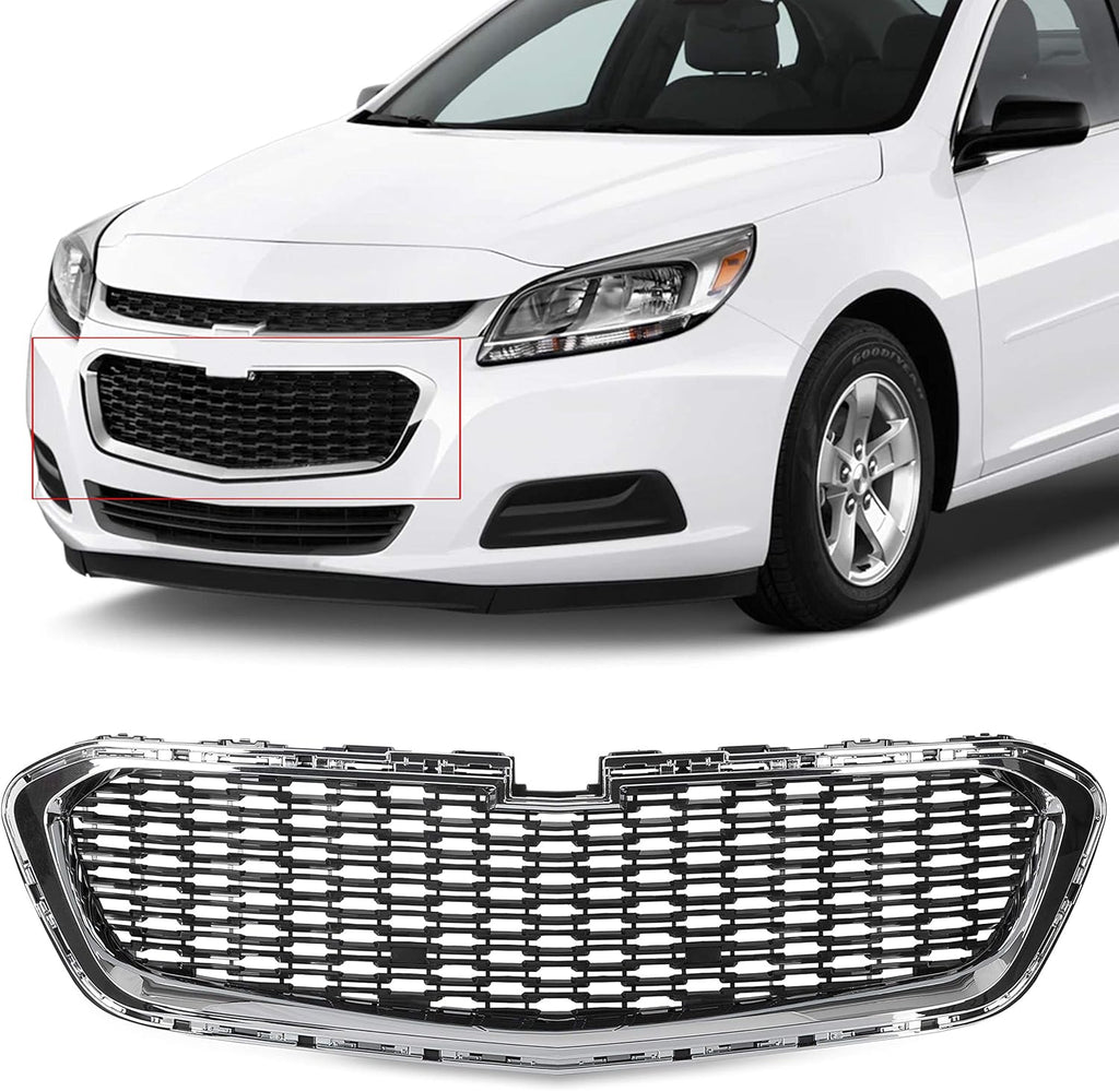 Front Center Grille With Chrome Molding Black Plastic Pack of 2 S161350