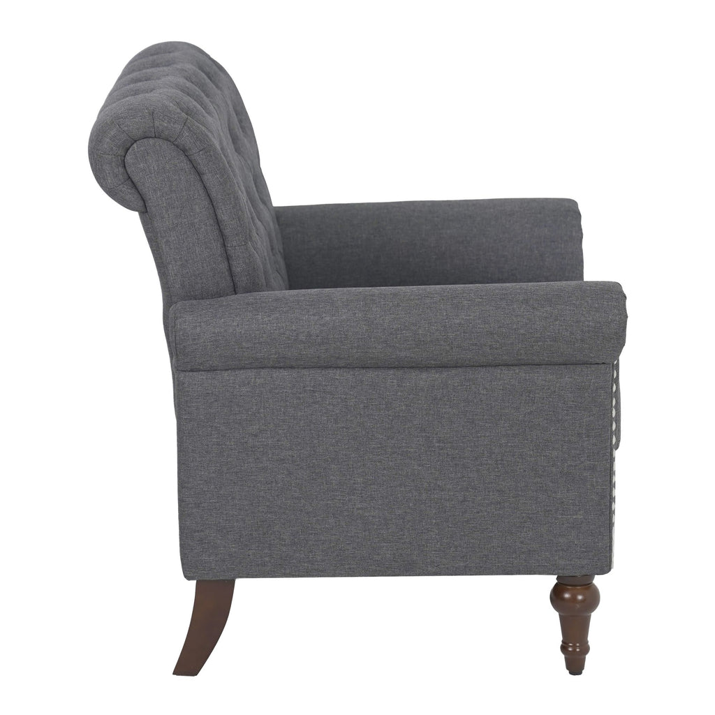 Dark Gray Linen Fabric Accent Arm Chair Z649