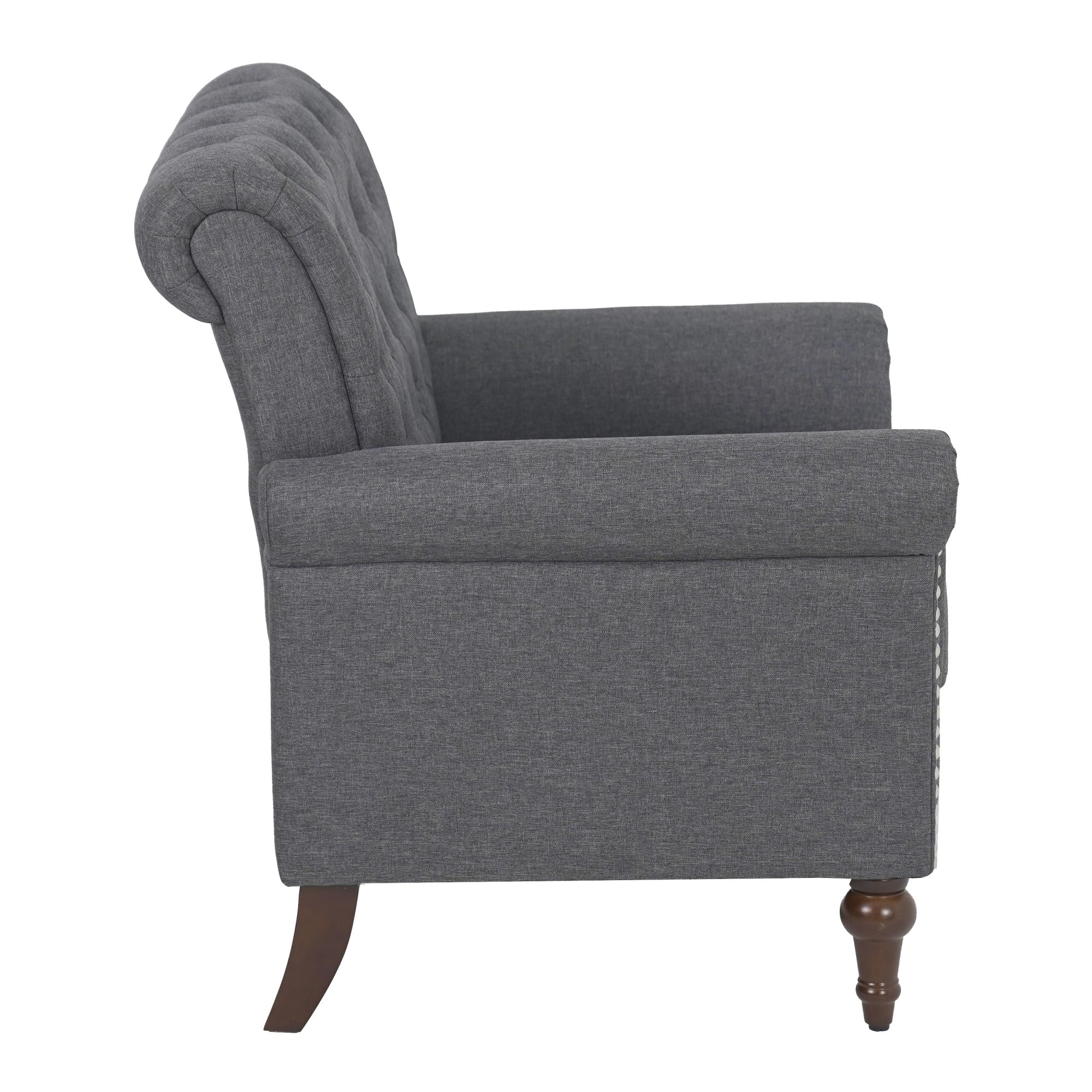 Dark Gray Linen Fabric Accent Arm Chair Z649