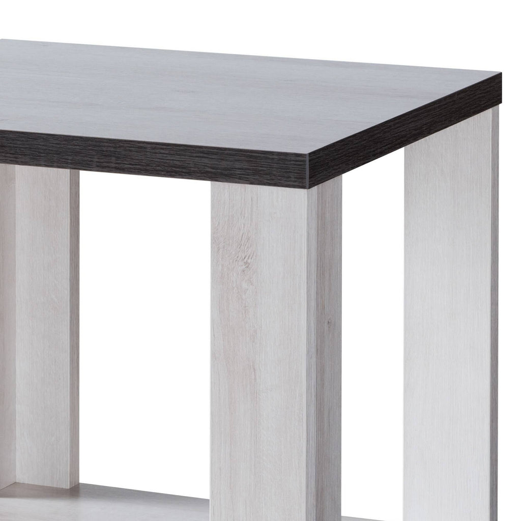 White and Gray MDF End Table with Wooden Open Bottom Shelf G572435