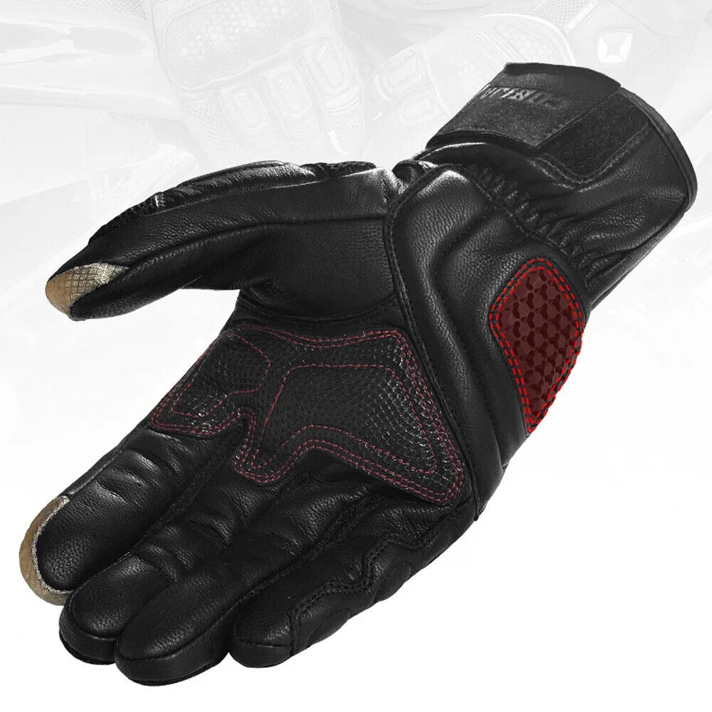 Leather Motorcycle Full Finger Touchscreen Riding Gloves X645336
