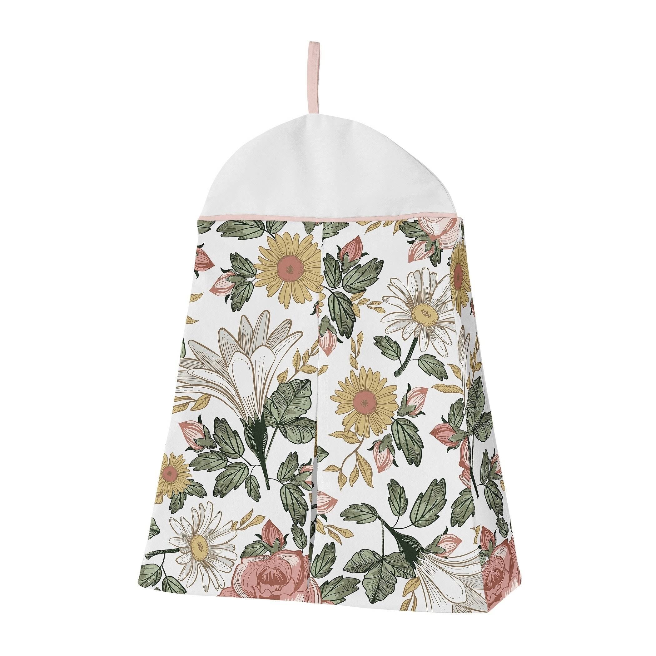 Vintage Floral Boho Baby Girl Nursery Crib Bedding Set with Bumper - 9 Pieces - Blush Pink, Yellow, Green J817