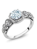 925 Sterling Silver Sky Blue Aquamarine Engagement Ring O683049