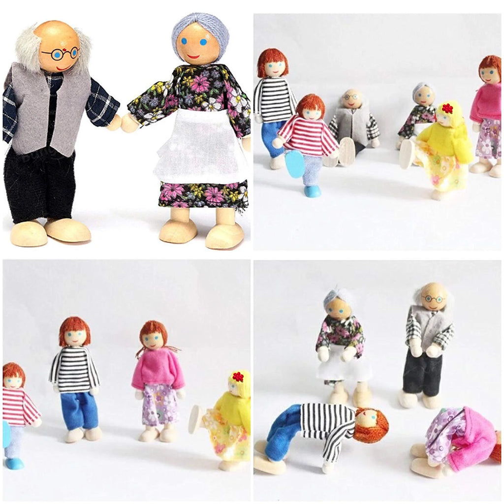 Wooden Dolls Family Playset Set of 7 Z6782