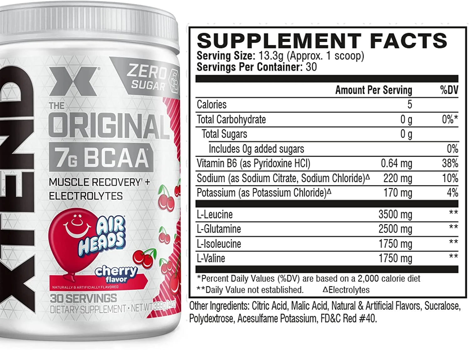 BCAA Powder, Airheads Cherry, 30 Servings E335221