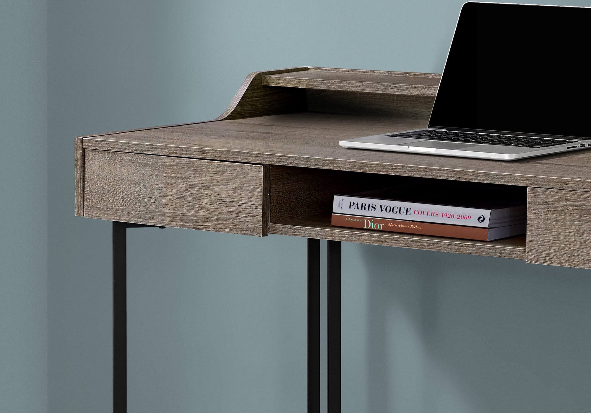 Dark Taupe Black Metal Computer Desk M649706