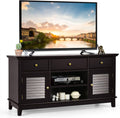Wood TV Stand with 3 Drawers & 2 Shutter Door Cabinets (Brown) U612