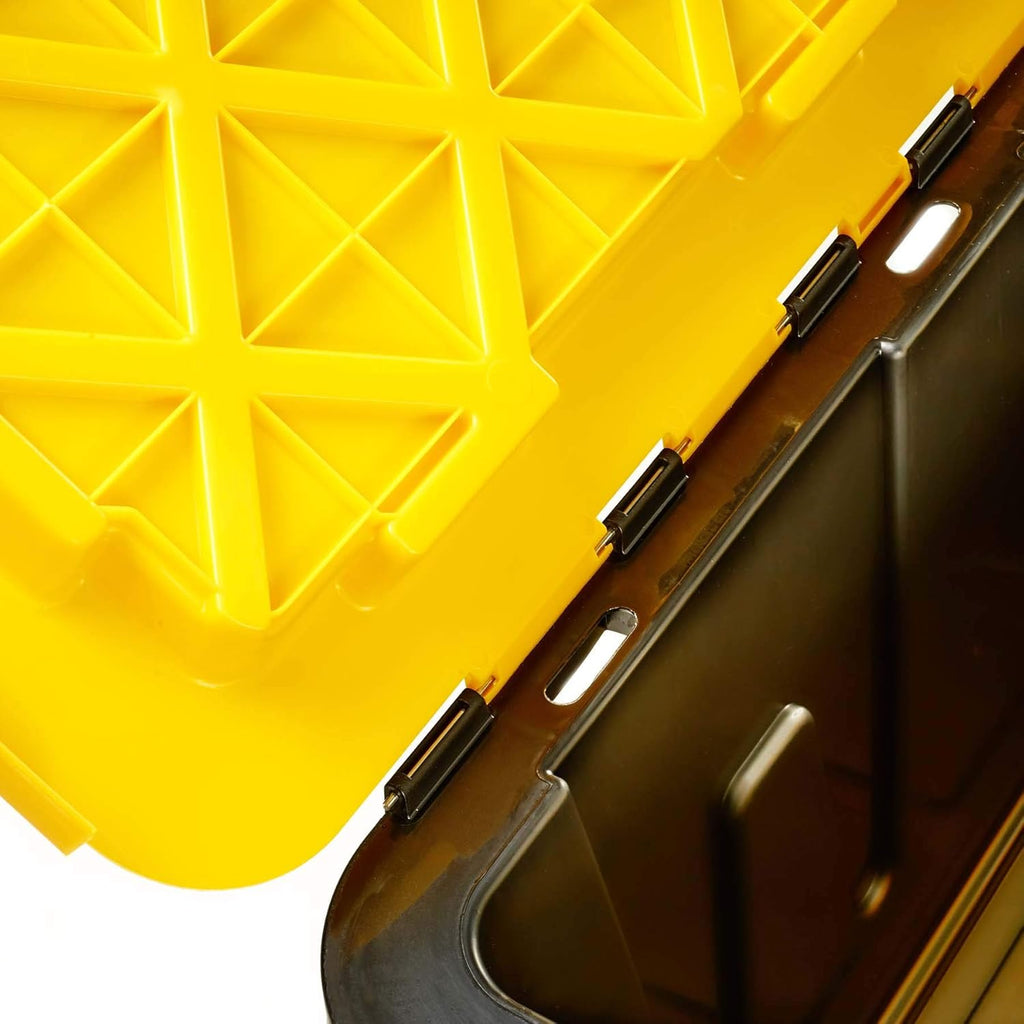 15 Gallon Plastic Storage Container, Black and Yellow, Pack of 6 H7313