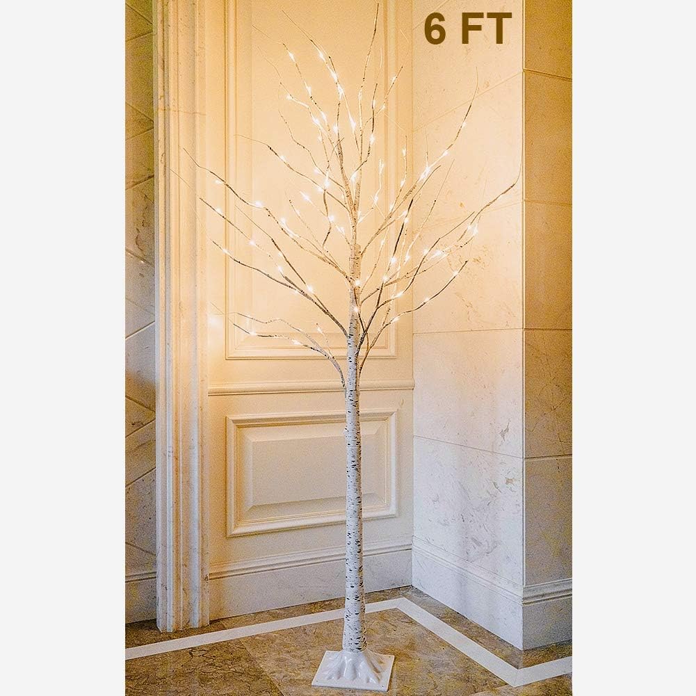 6 Feet 96 LED Lighted Birch Tree Pack of 2 V4525