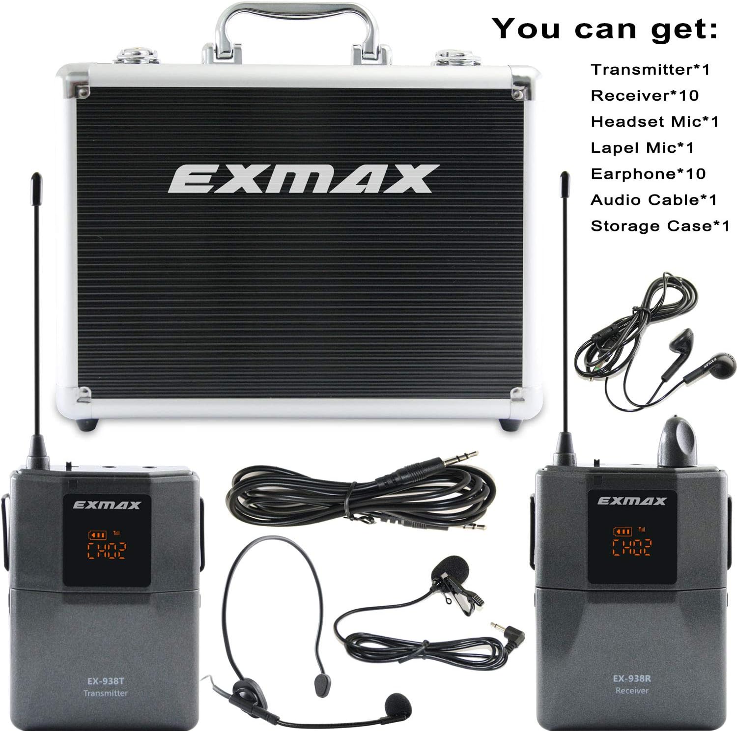 1 Transmitter 10 Receivers Wireless Headset Microphone System A111687