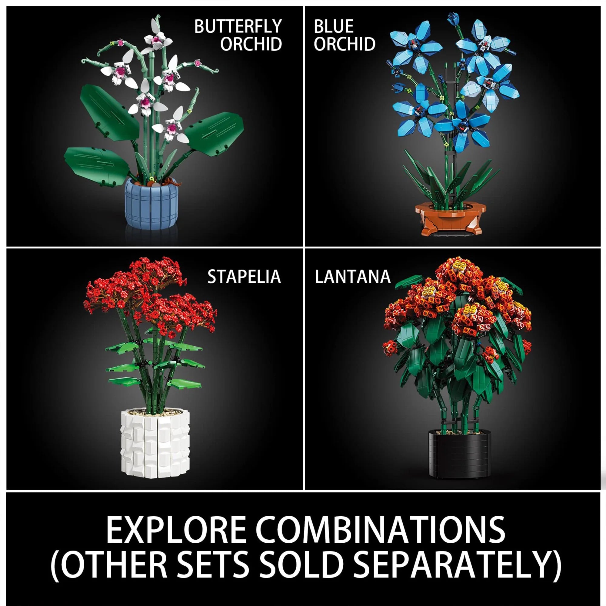 Blue Orchid Bouquet Building Block Set X462