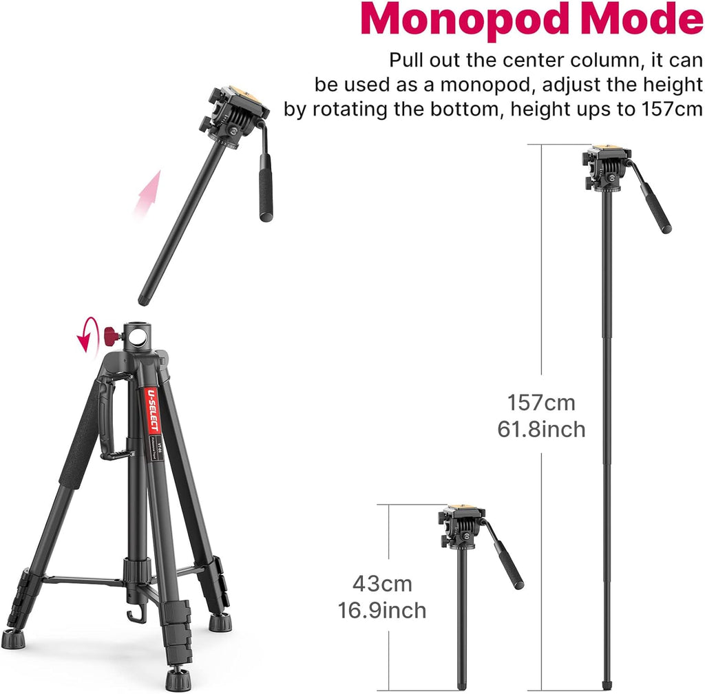 72" Heavy Duty Aluminum Tripod with Fluid Head, Pack of 2 C916