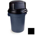 Black Round Trash Can Dome Lid with Hinged Door Q65420