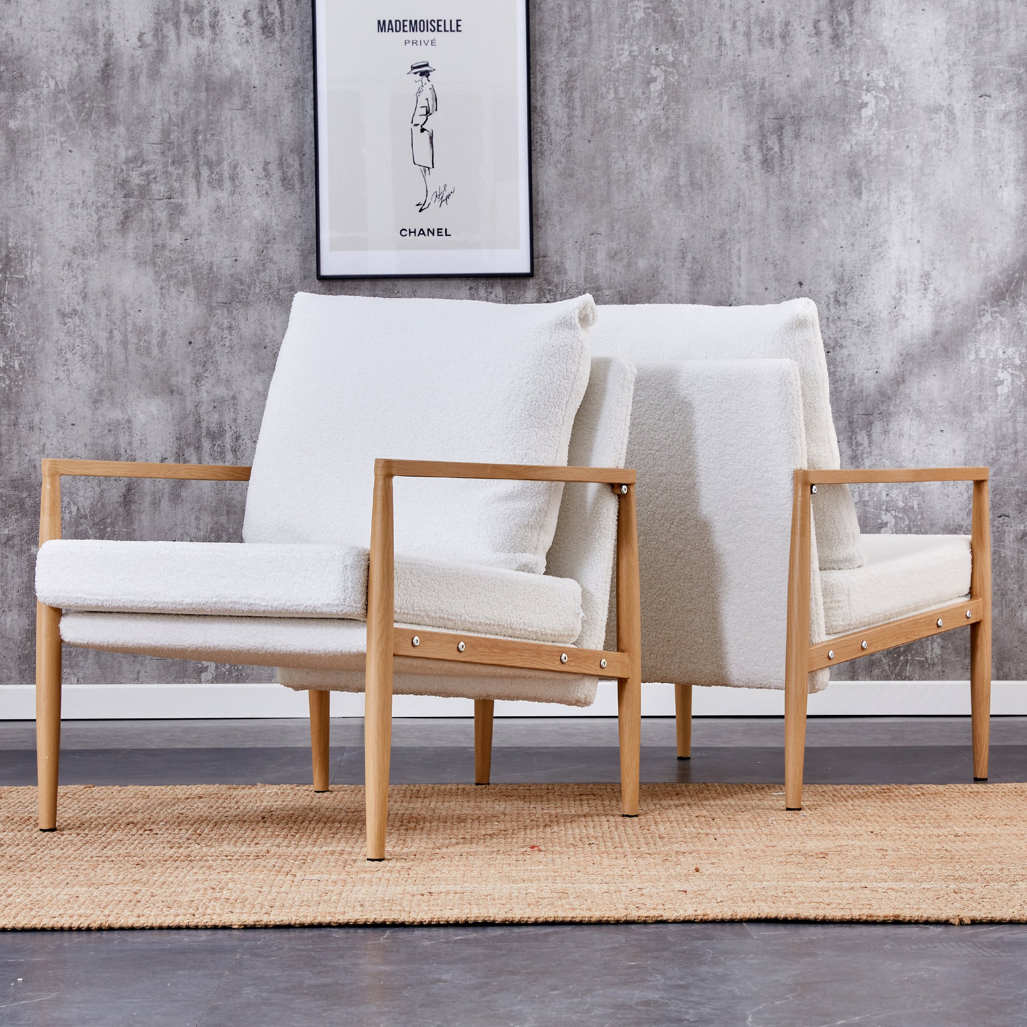 Modern Sofa Chair Set with Velvet Accent A84347