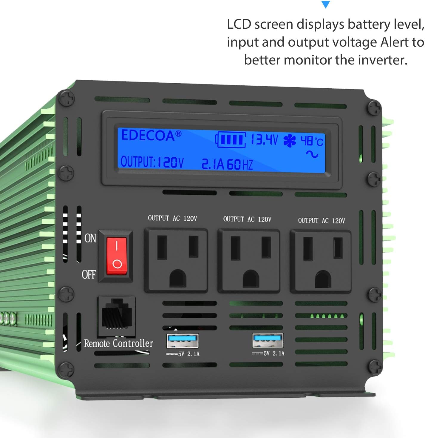 1500W Peak 3000W Pure Sine Wave Power Inverter DC 12V to 110V AC with LCD Display and Remote Controller I31438