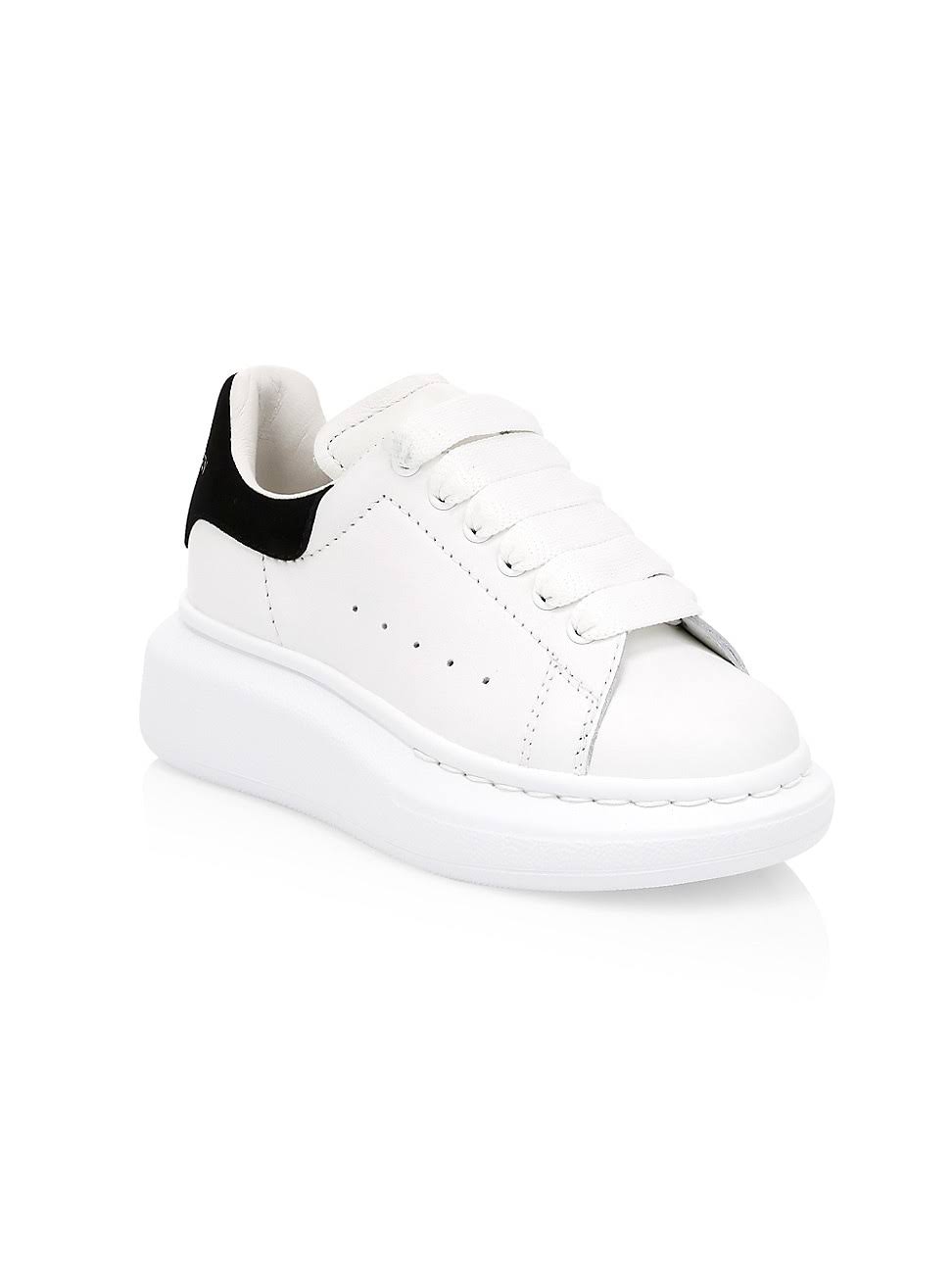 White Black Oversized Leather Trainers S9378