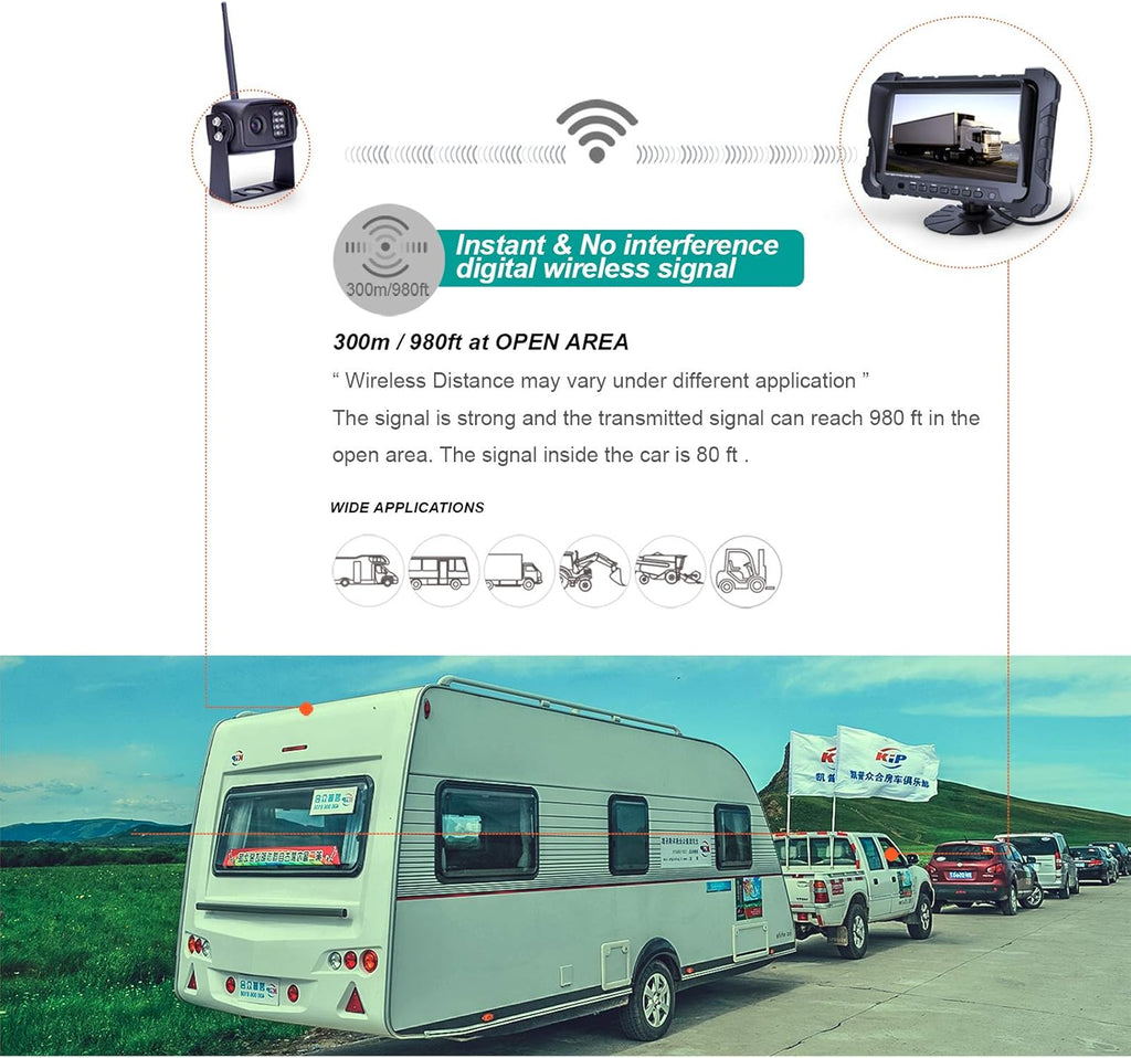 720P Wireless Backup Camera System with 7 inch Monitor R531