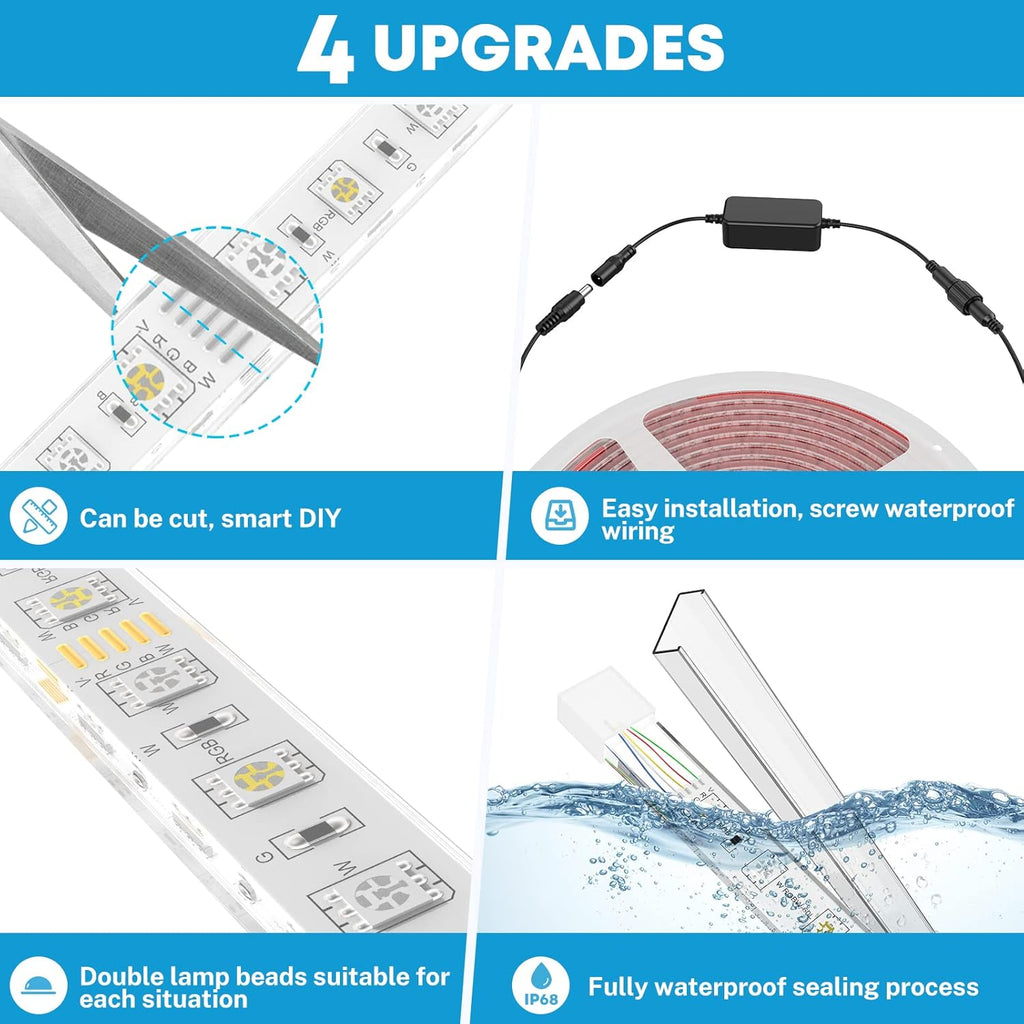 20FT RGB Dimmable Waterproof 12V LED Strip Light Kit C407151