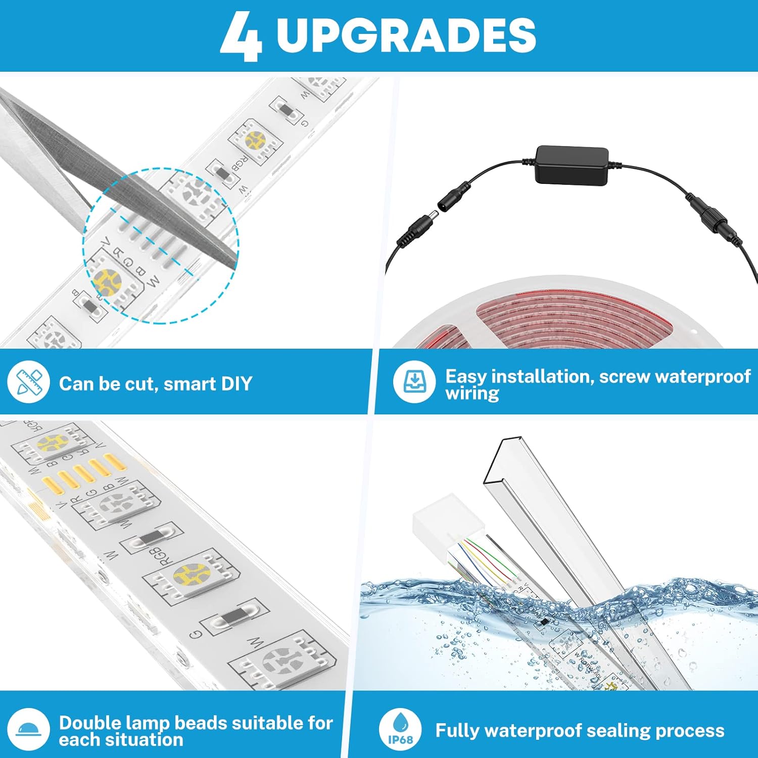 20FT RGB Dimmable Waterproof 12V LED Strip Light Kit C407151