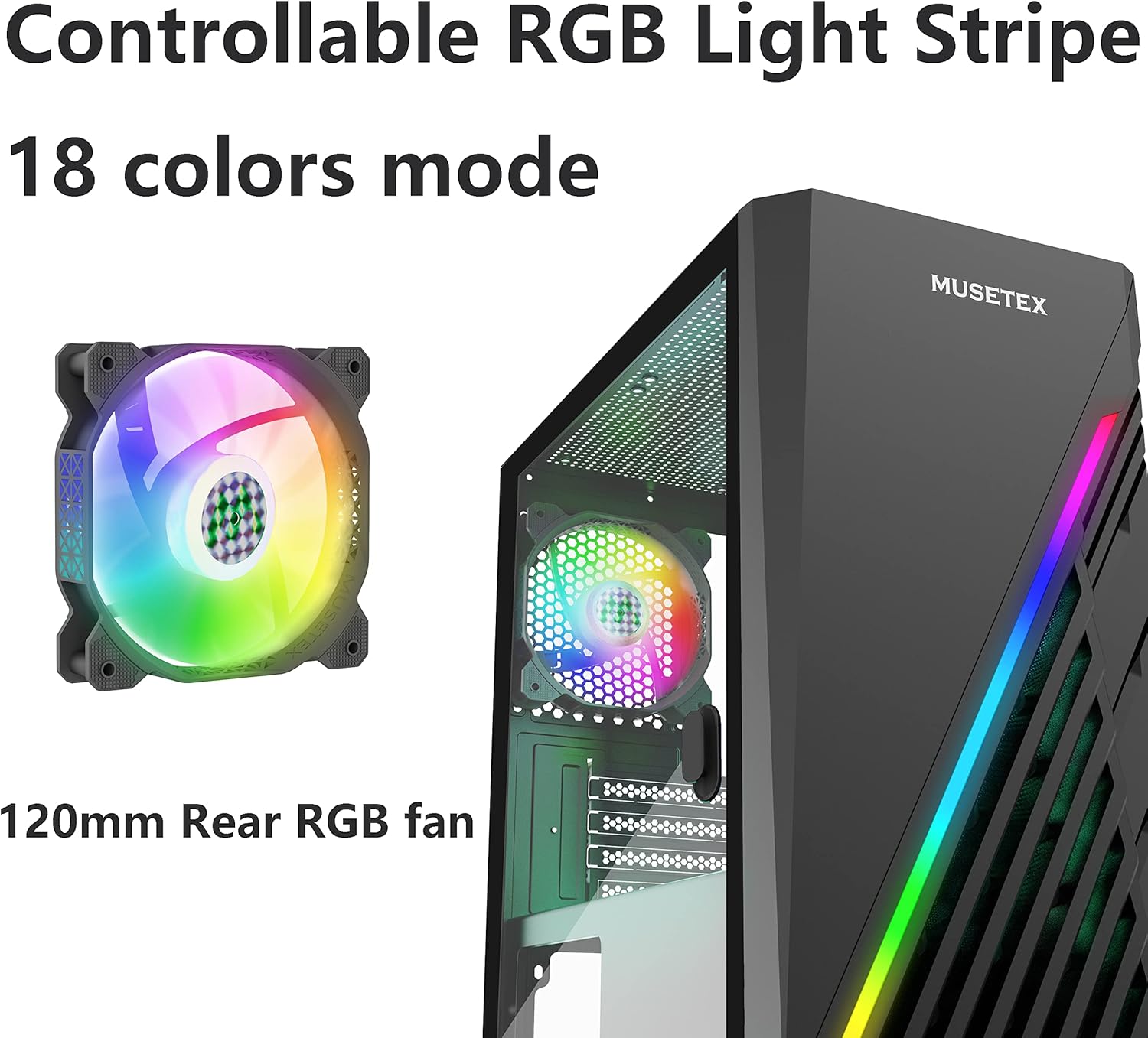 Black Micro ATX Computer Case with Tempered Glass K95314