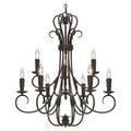 9-Light Candle Style Tiered Chandelier Rubbed Bronze P435