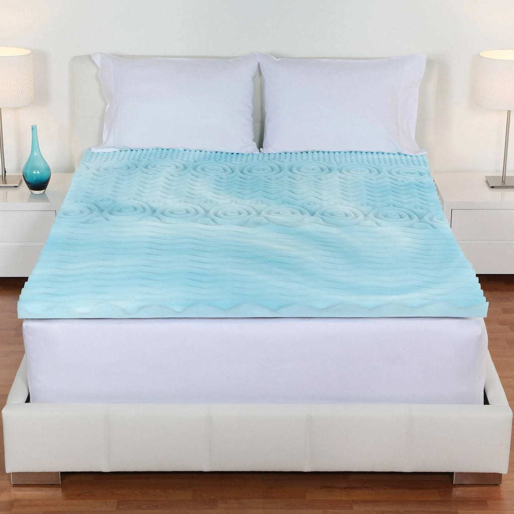 Twin XL 5-Zone Orthopedic Foam Mattress Topper Blue Y173286