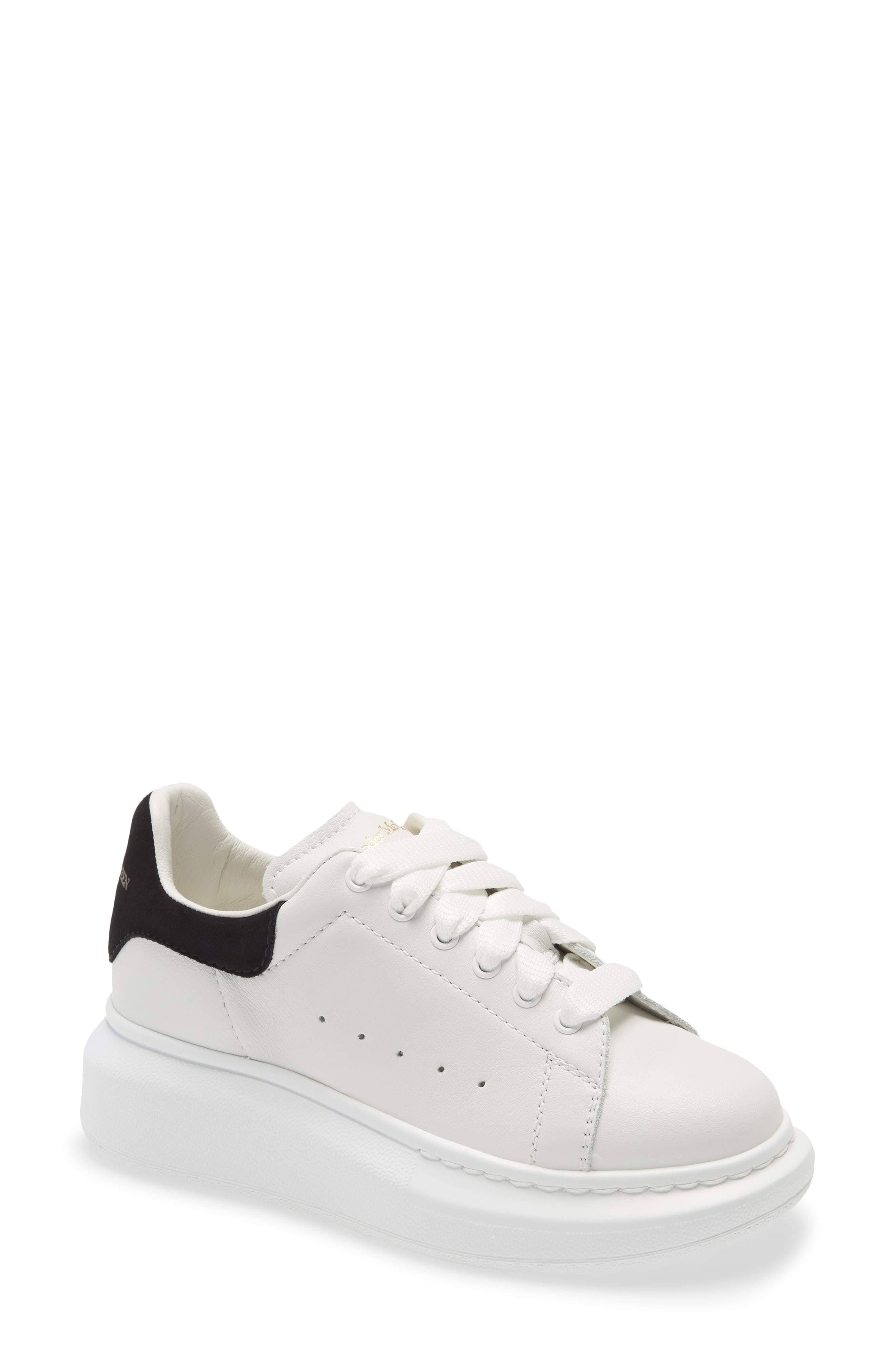 White Black Oversized Leather Trainers S9378