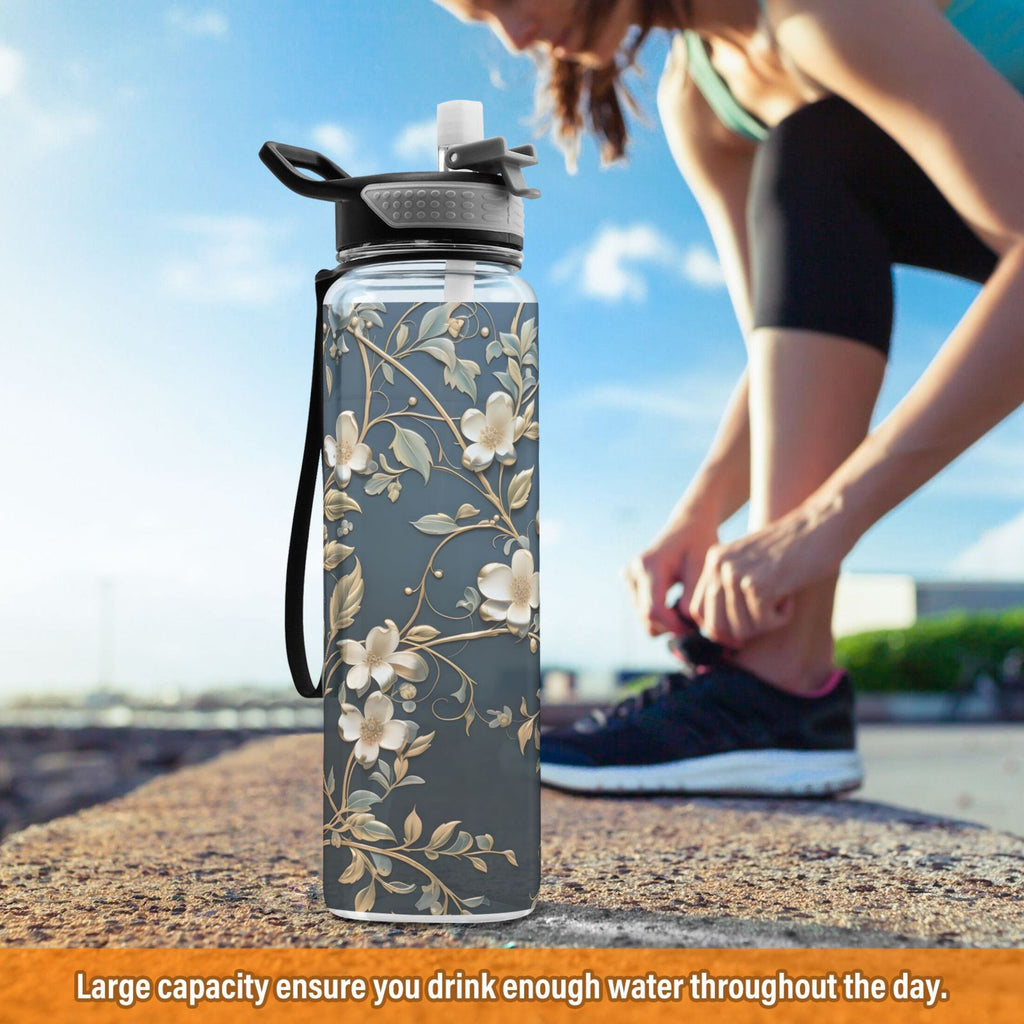 Clear 32oz Tritan Water Bottle with Straw W727933