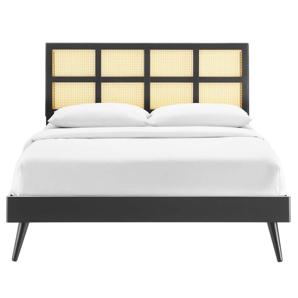 Black Queen Platform Bed with Splayed Legs V228096