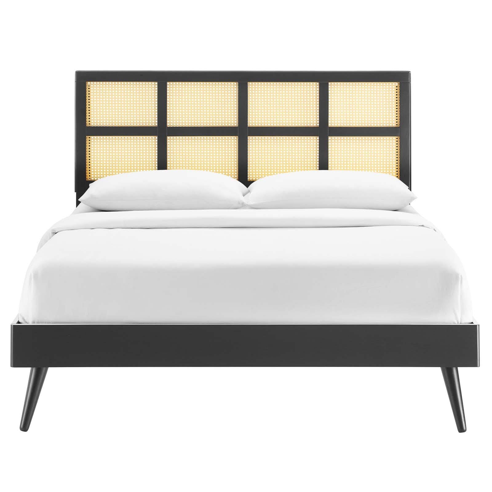 Black Queen Platform Bed with Splayed Legs V228096