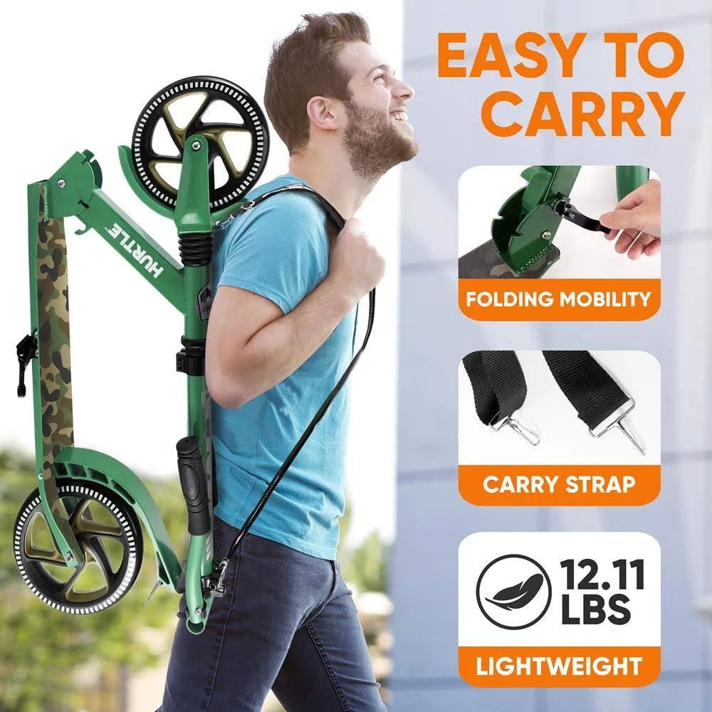 2 Wheel Folding Kick Scooter with Adjustable Handlebar, Camouflage T8013