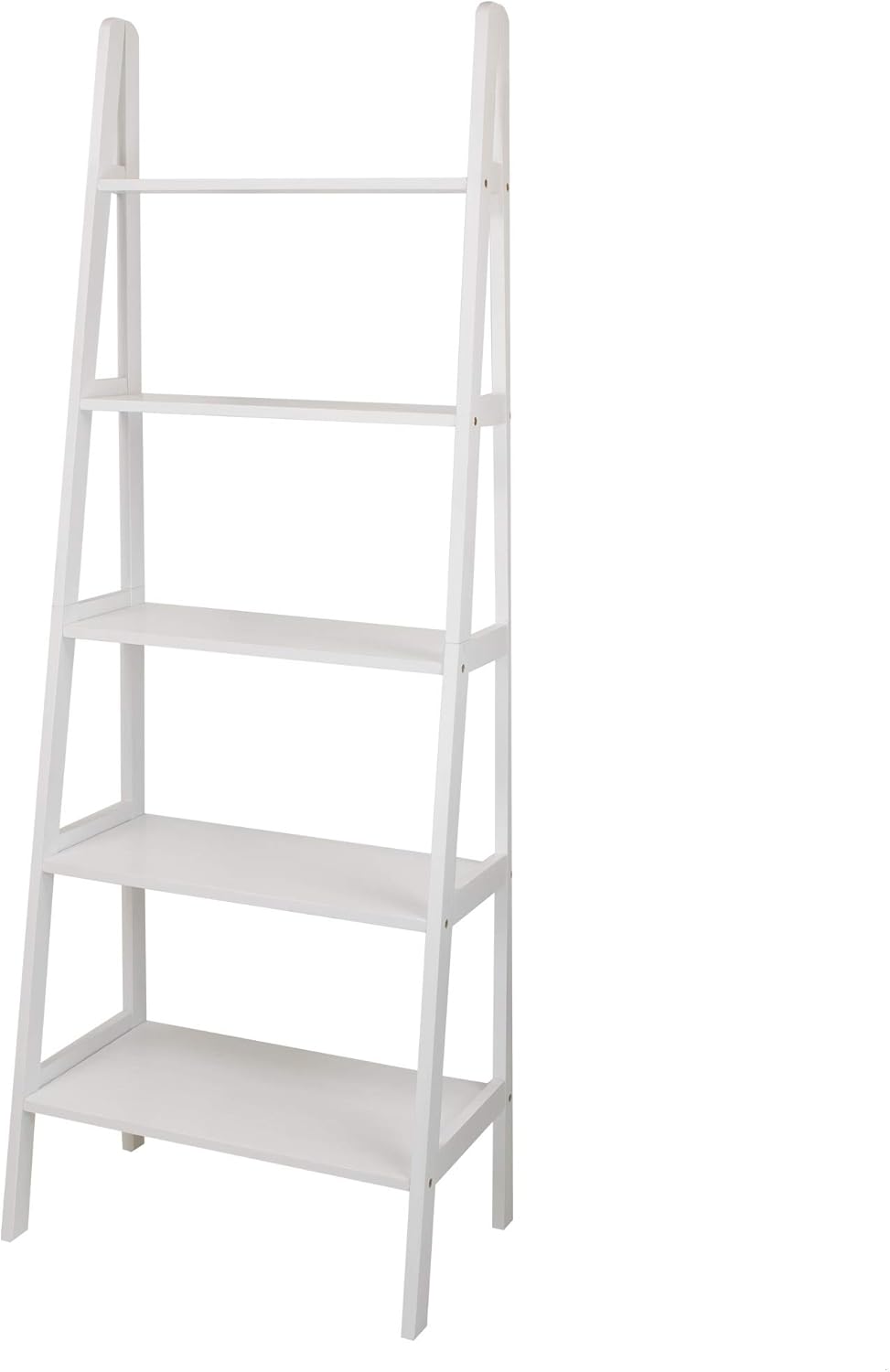 White 5-Shelf Corner Ladder Bookcase D68286