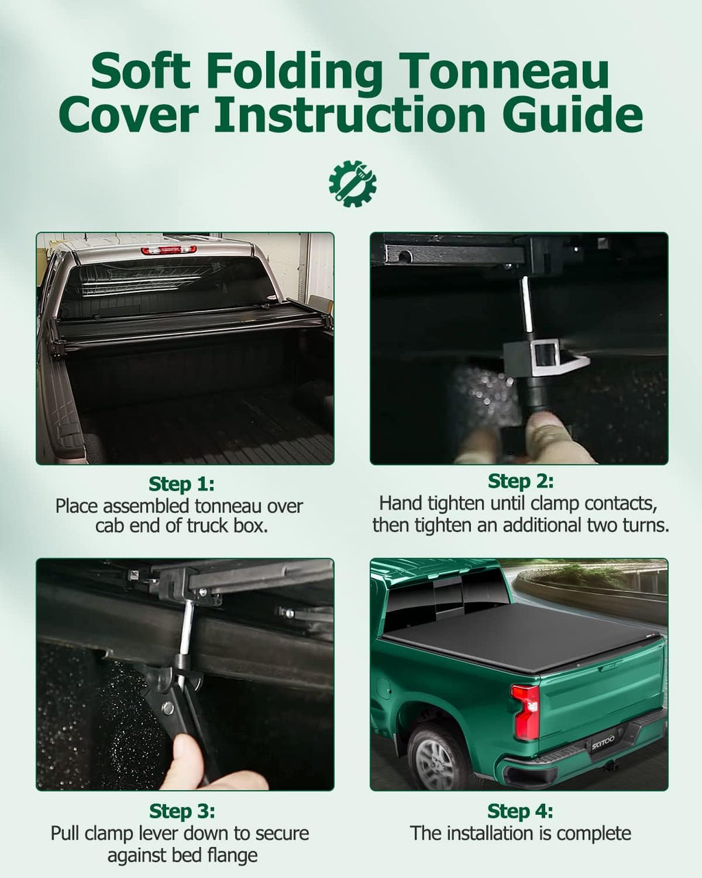Truck Bed Cover Kit Soft Tri-Fold Tonneau Cover G39886