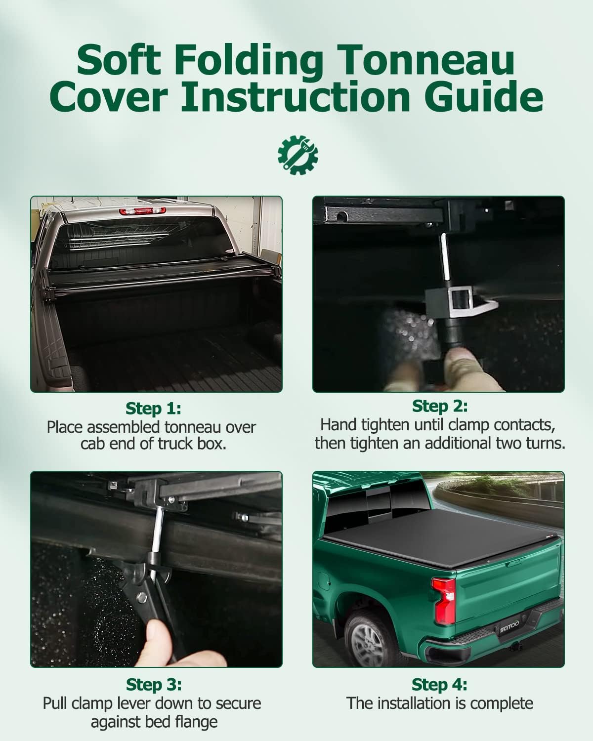 Truck Bed Cover Kit Soft Tri-Fold Tonneau Cover G39886