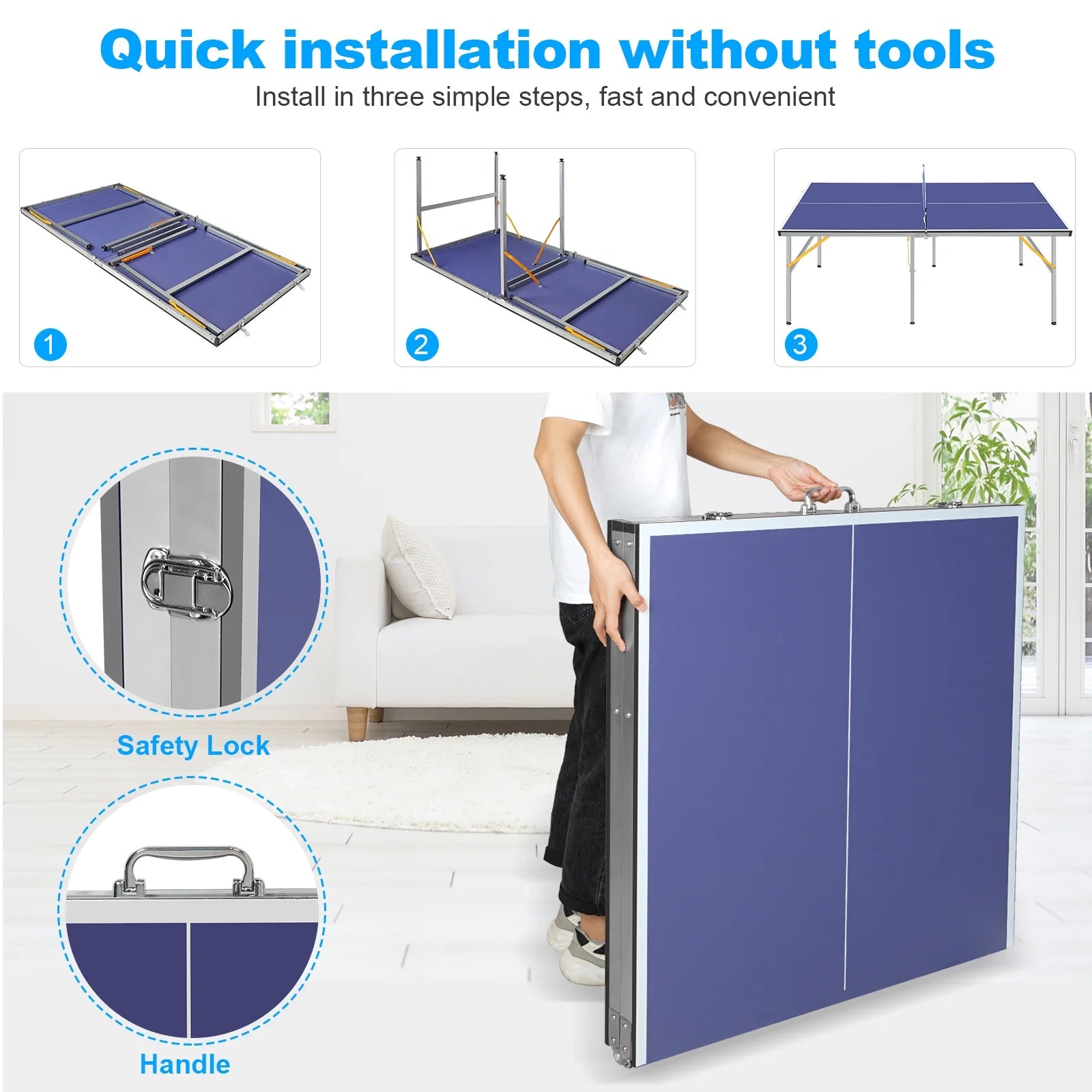 6Ft Table Tennis Table Set with 2 Paddles and 3 Balls G303