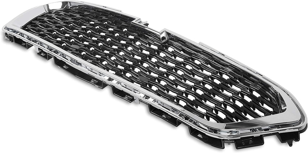 Front Center Grille With Chrome Molding Black Plastic Pack of 2 S161350
