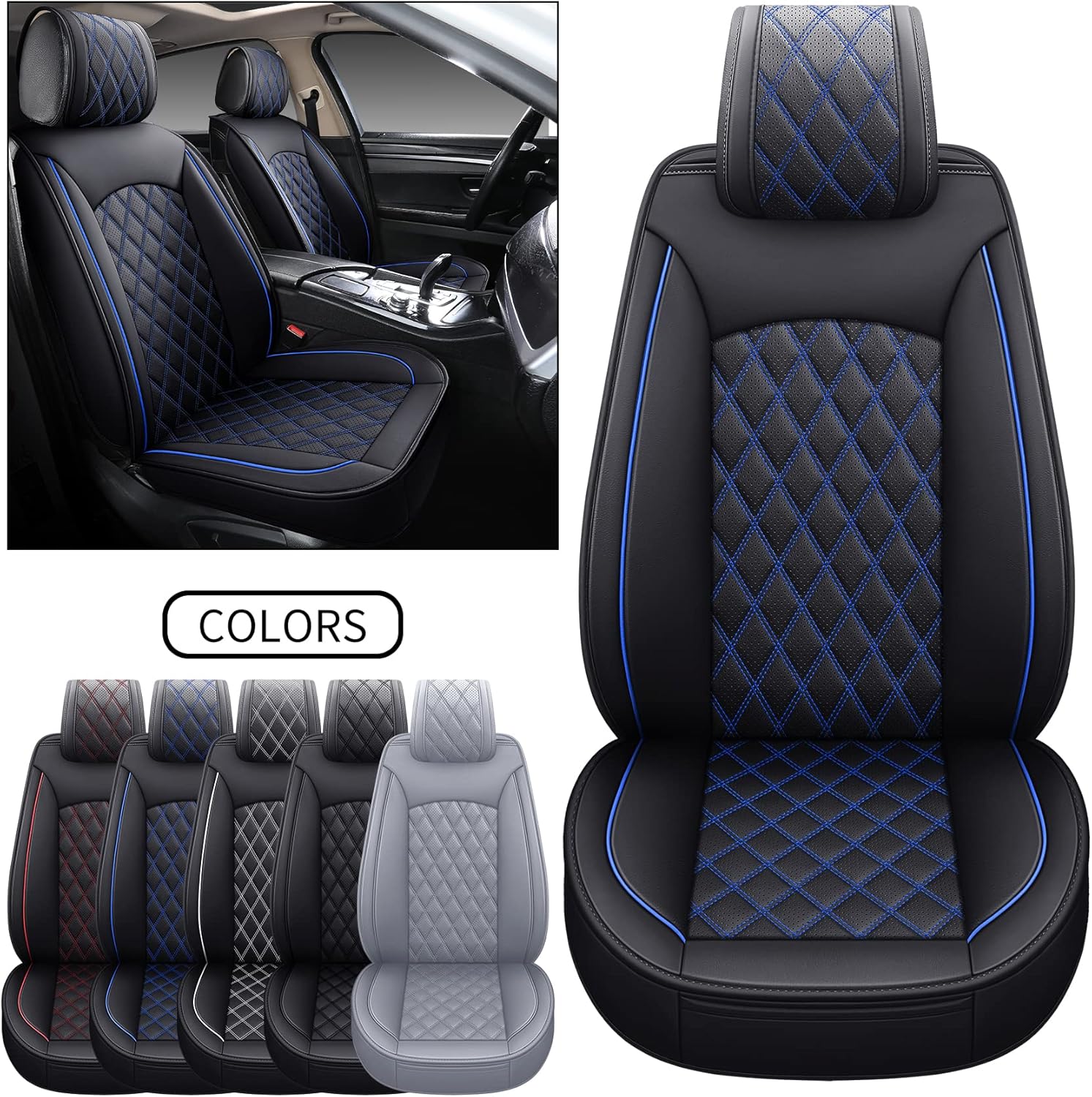 Black Faux Leather Full Set Seat Covers Z45095