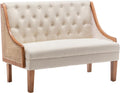 Linen Button Tufted Settee Loveseat Sofa Dining Bench with Back H60344