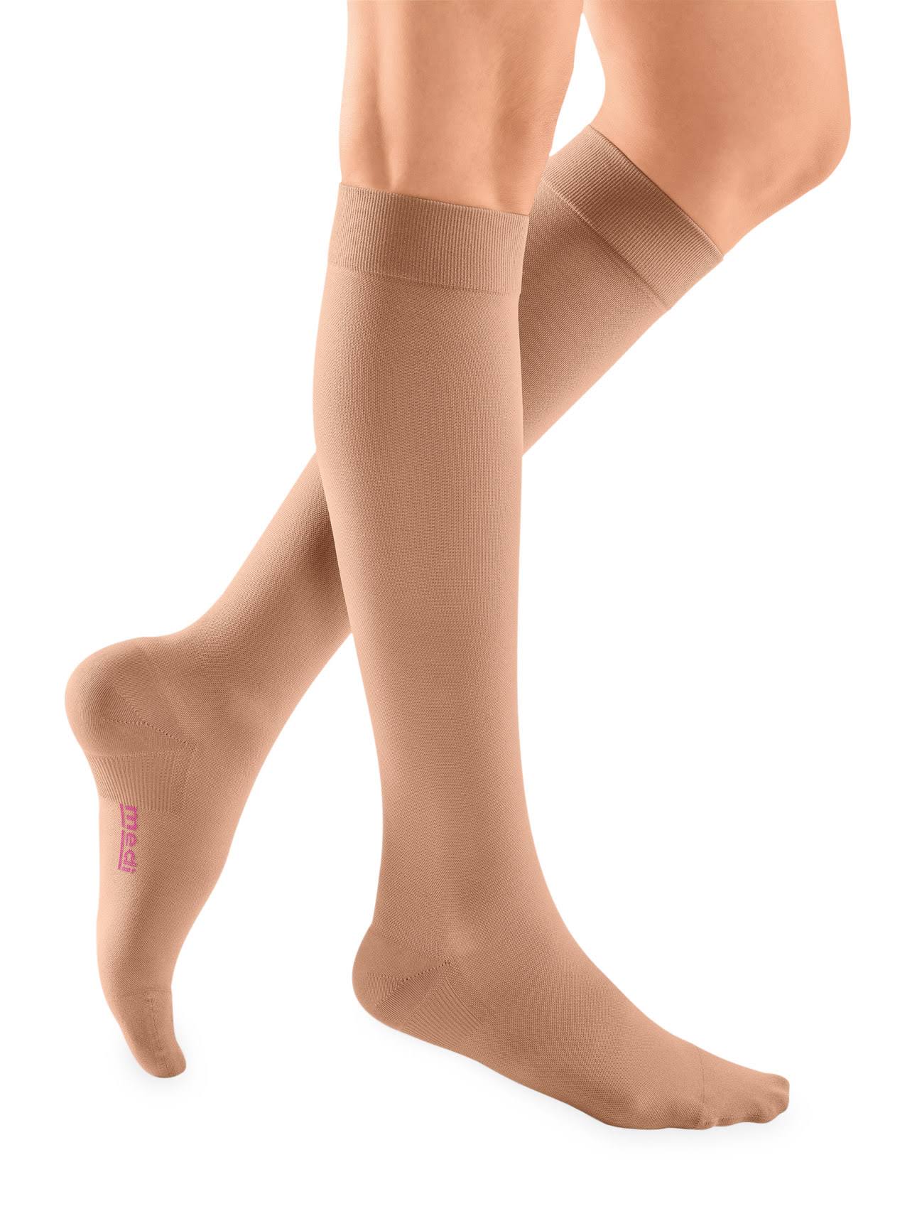 Beige Calf High Closed Toe Compression Stocking M157
