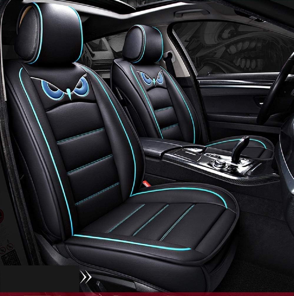 Black-Blue Waterproof Leather Car Seat Covers V36379