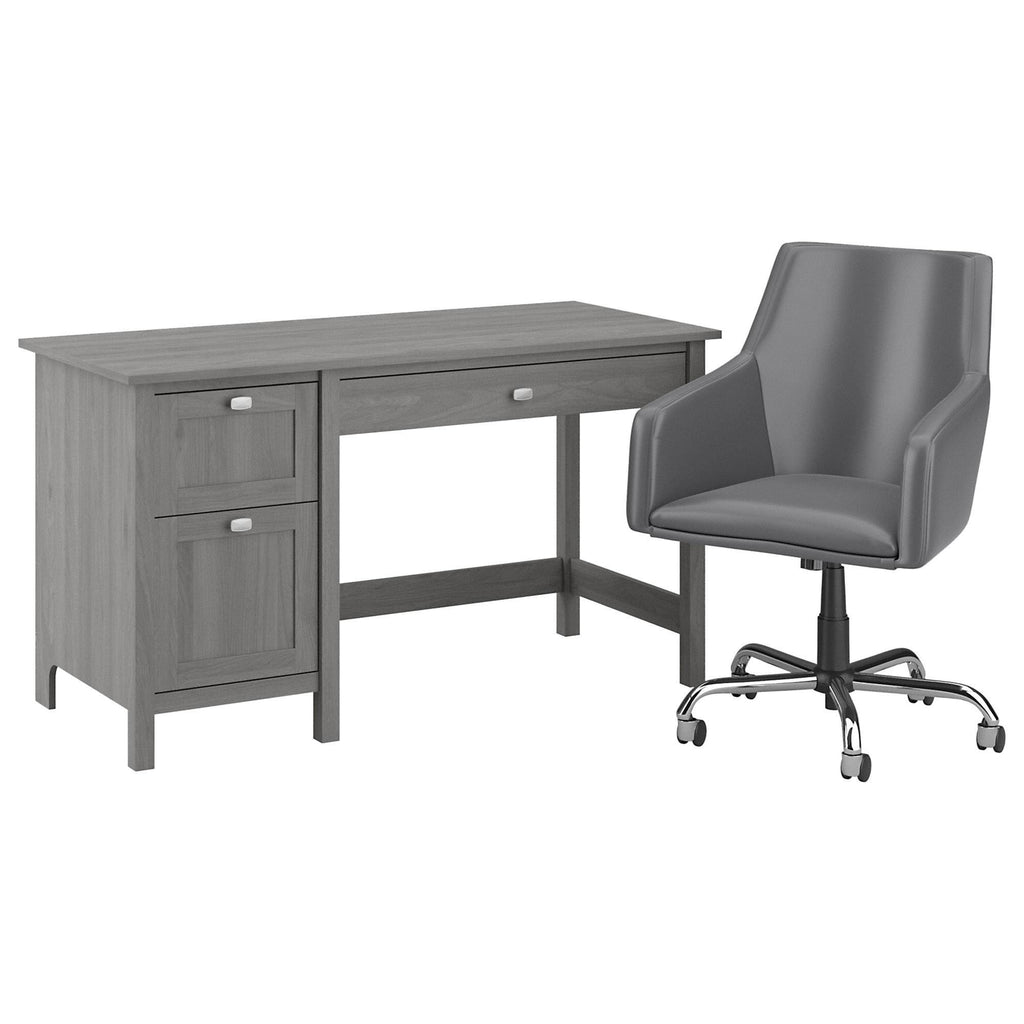 54W Modern Gray Computer Desk and Chair Set Q78910